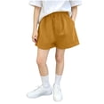 thumbnail image 2 of Babcutegg Girls’ Solid Color Elastic Waist Summer Shorts with Pockets, Casual & Comfortable Pants for Ages 2-15 Yellow Size 2T, 2 of 5