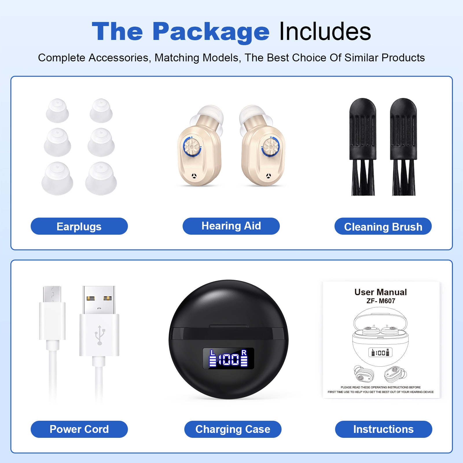 Hearing Aids for Seniors Rechargeable with Noise Cancelling, Hearing Amplifier for Adults Hearing Loss, Invisible Hearing Aid, In Ear Sound Amplifier With Charging Case