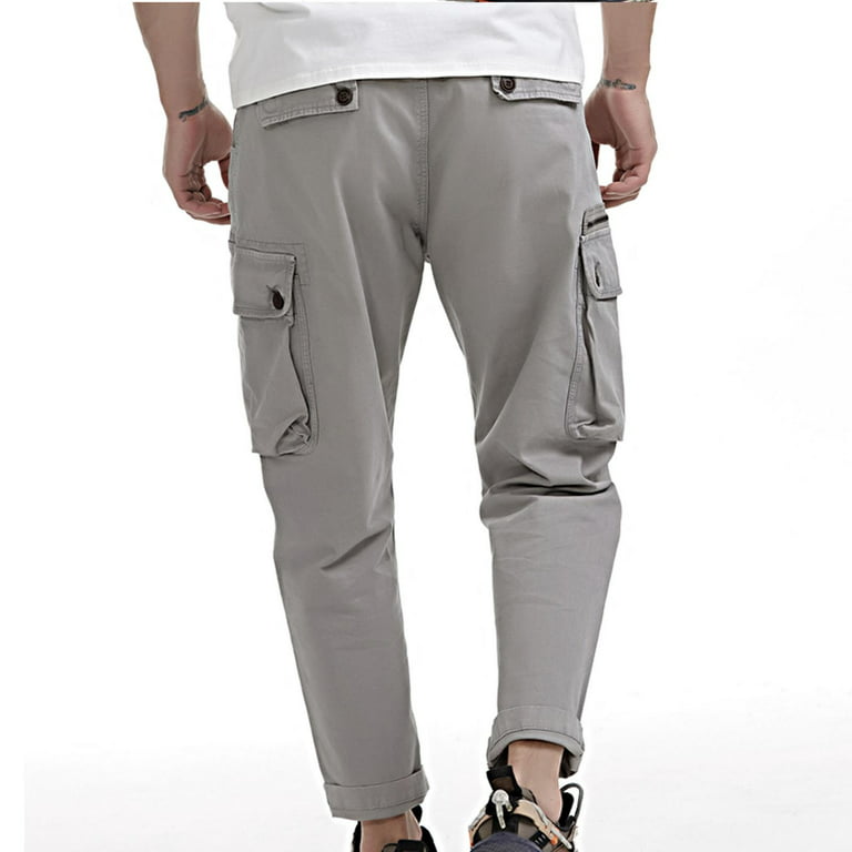 SMihono Men's Cargo Pants Elastic Waist Solid Color Fashion Cozy
