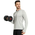thumbnail image 3 of Satankud Men's UPF 50+ Long Sleeve Sunscreen Hoodie UV Sun Protection Hoodie with Thumbholes for Workout Fishing Hiking Sports Long Sleeve Hoodie Light Grey L, 3 of 7