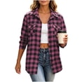 thumbnail image 4 of Jovrlynd Womens Flannel Shirt Plaid Button Down Collared Long Sleeve Fall Shirt Shacket with Pockets, S-2XL, 4 of 8