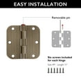 thumbnail image 4 of Design House 9-Pack 3.5" H x .625" Radius Butterfly Interior/Exterior Door Hinges, Antique Brass, 4 of 13