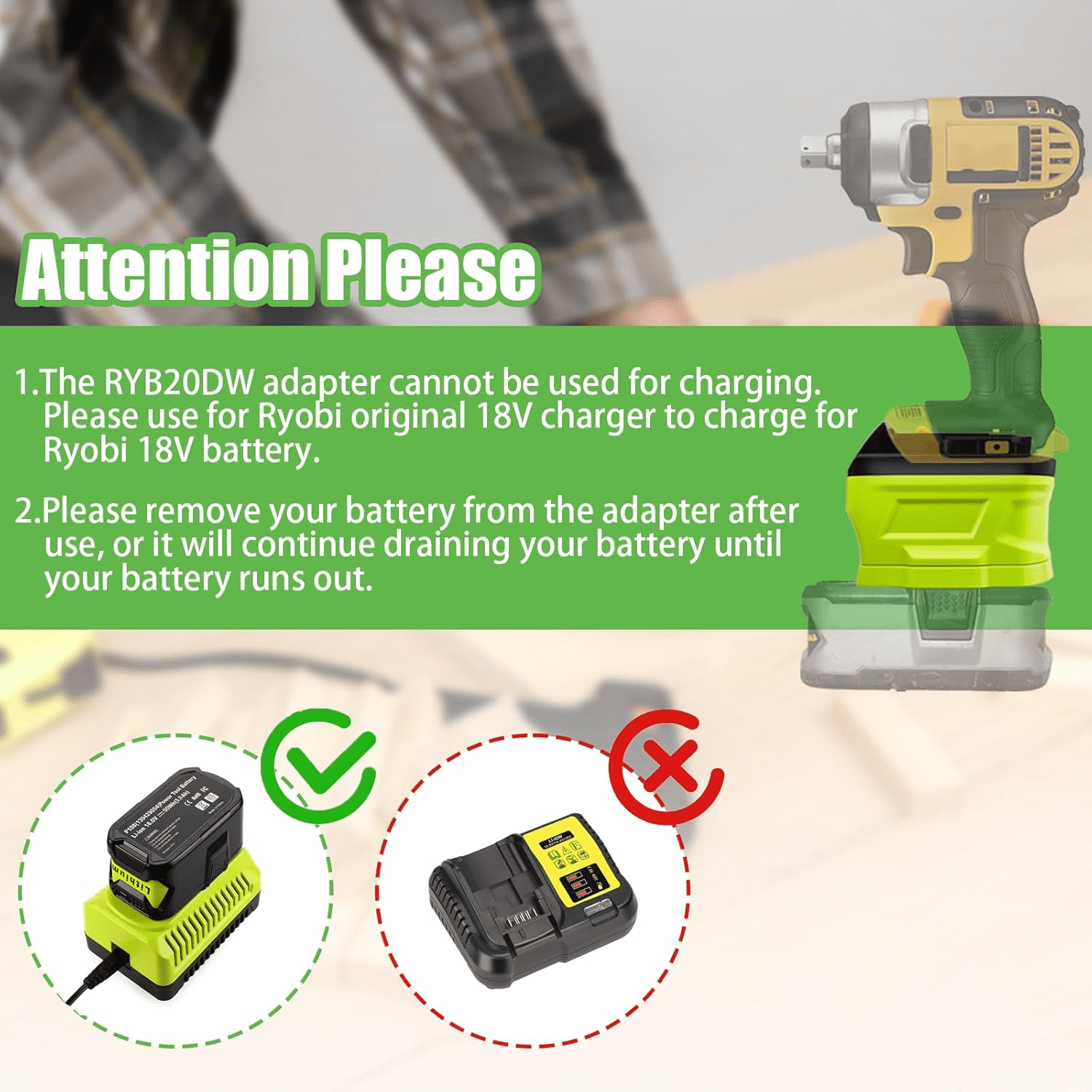 Battery Converter Adapter For Ryo.bi 18V Li-ion Battery Convert to For De*walt 20V Power Tools