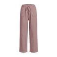 thumbnail image 4 of SAWOBUUN Womens Cropped Pants Drawstring Elastic Waist Casual Trousers Loose Fit Pants with Scallop Pockets, 4 of 6