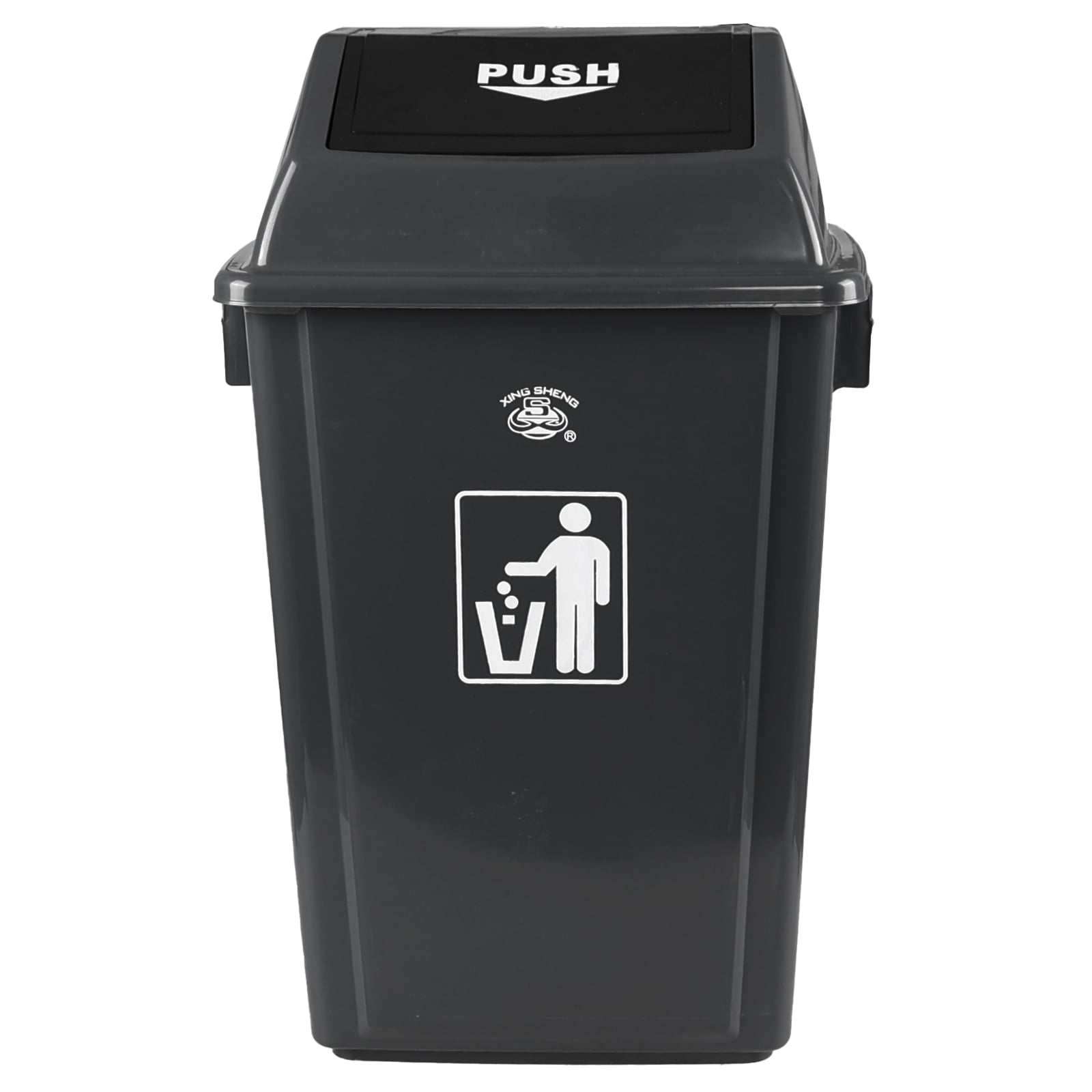 Melontray 4 Pack Large Swing Top Trash Can, 15 Gallon Plastic Garbage Can with Lid for Kitchen Garage, Office, Grey