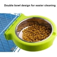 thumbnail image 4 of Comedero para jaulas de mascotas, extraíble, de acero inoxidable, para comida y agua, color verde, 4 of 5