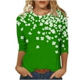 thumbnail image 2 of Mceream St Patrick's Day Shirts for Women Plus Size Crewneck 3/4 Sleeve Irish Clover Shirt Saint St Patty's Day 2026 Casual Tunic Tops Summer Shamrock T-Shirts plus size Green XL, 2 of 5