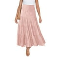 thumbnail image 2 of Vedolay Maxi Skirts For Women Women's Pleated A-Line High Waist Swing Flare Midi Skirt,Pink S, 2 of 5