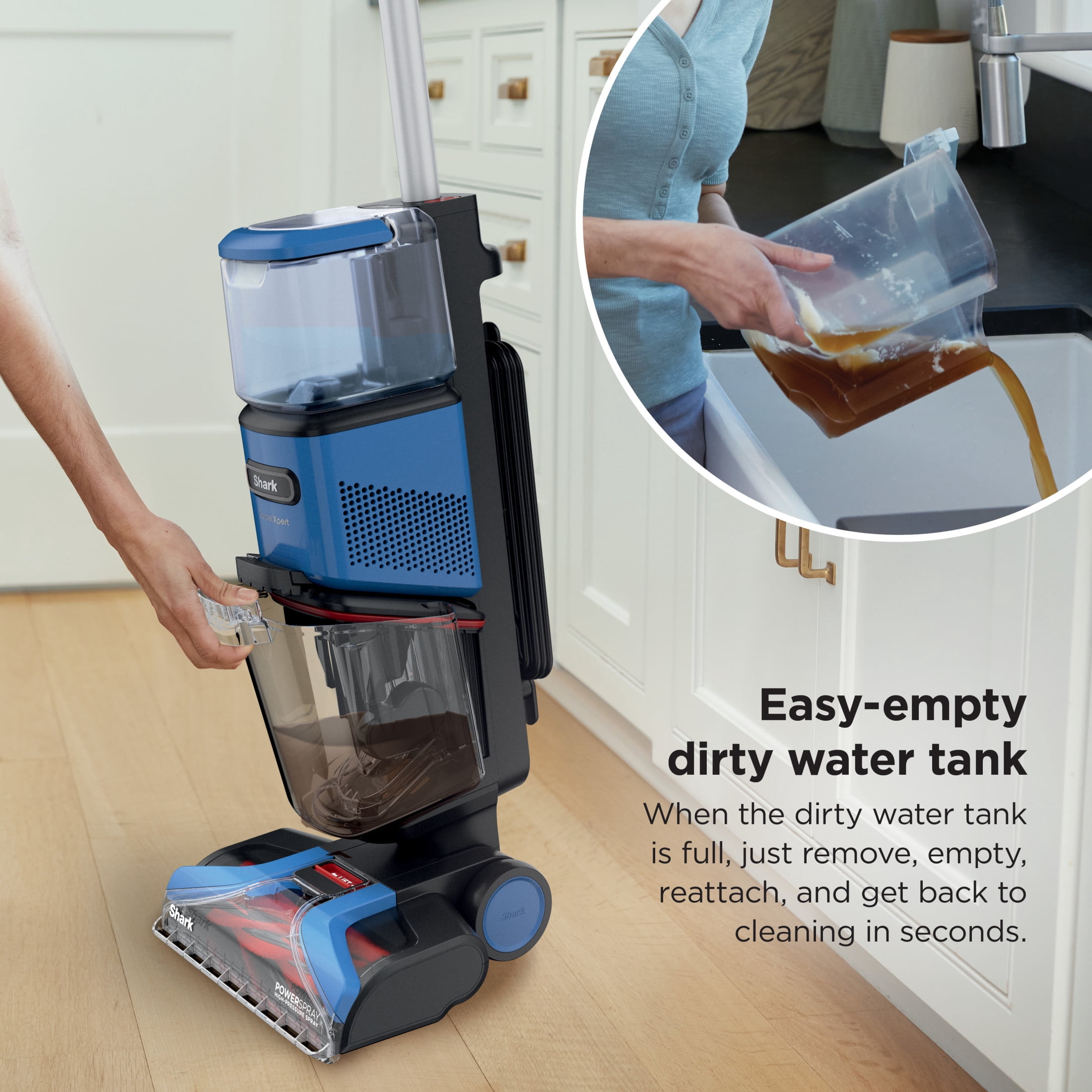 Shark CarpetXpert Upright Carpet & Area Rug Cleaner, Pet Friendly, Lightweight & Powerful, Dirt & Odor Removal, Carpet Shampooer, Cleaning Solution, EX120 Blue