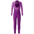 thumbnail image 2 of inlzdz Gymnastics Leotards for Girls Sheer Mesh One-Piece Bodycon Jumpsuit Workout Unitard Biketard Purple 6, 2 of 7