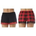 thumbnail image 3 of Just Love Women’s Pajama Shorts – Soft Cotton Lounge Sleep Shorts with Drawstring Waist (Red Buffalo Plaid - Black Solid (Pack of 2), Medium), 3 of 3