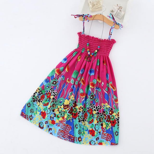 Vestidos bohemios de verano para madre e hija, vestidos de playa, vestidos halter para padres e hijos, vestidos de tirantes con estampado floral para niñas