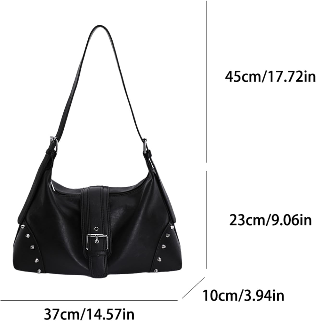 SPEKSEE Retro Motocycle Shoulder Bag with Belt Rivet Crossbody Bag for Women