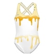 thumbnail image 2 of ZHOGXU Children Kids Girls One Piece Swimsuit Sleeveless Suspenders Ice Cream Print Comfortable Stylish Swimwear For Beach Pool,Light Yellow,13-14 Years, 2 of 5