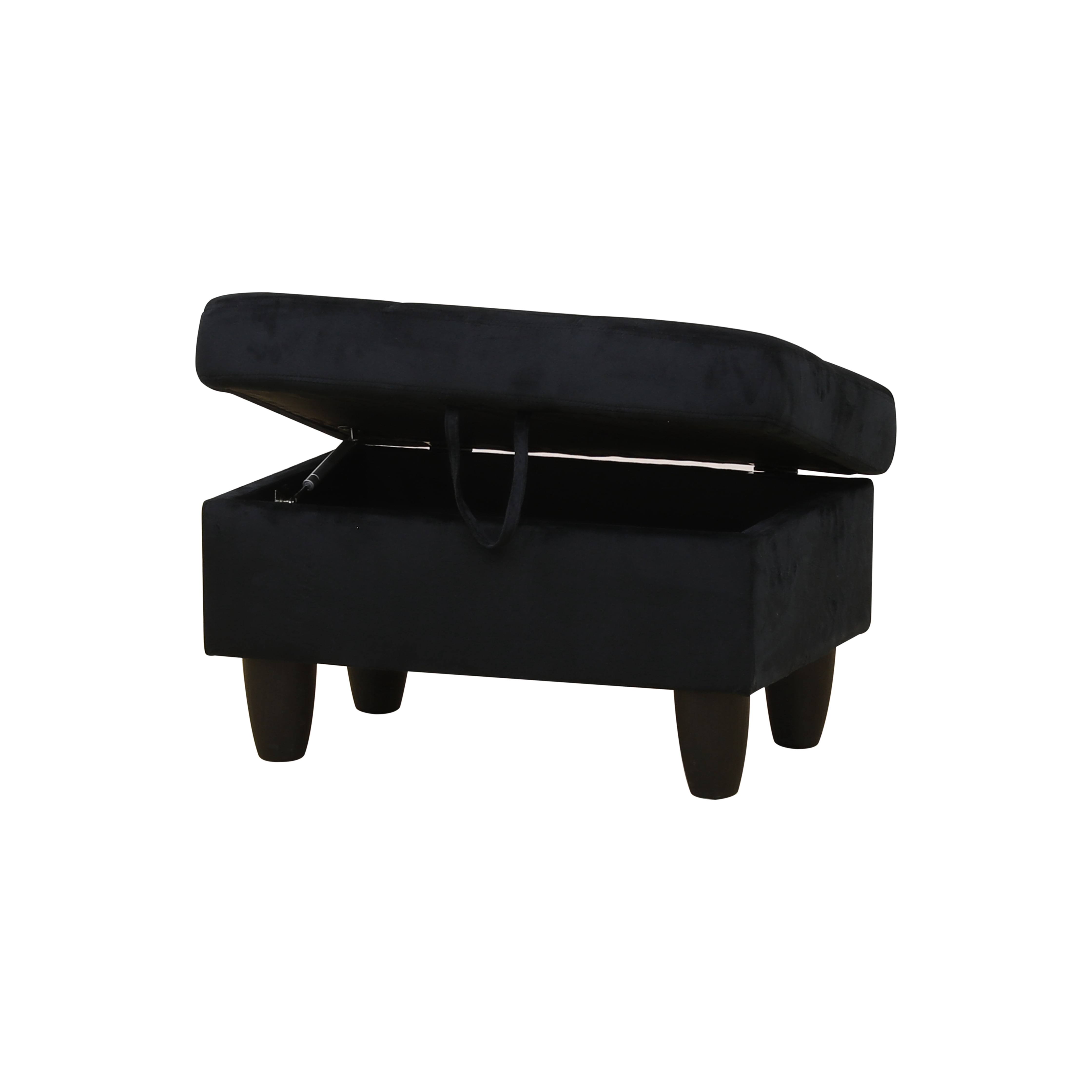 MAYEERTY Flannel Ottoman with Storage for Modular Sectional Sofa, Black