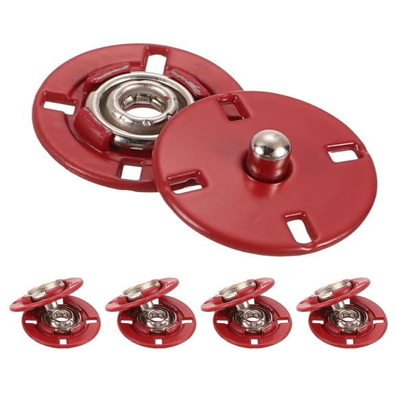 Uxcell 5Pcs Snap Buttons, Metal Invisible Buckle Fasteners Press Studs Buttons for Clothing Sewing (Wine Red, 18mm)