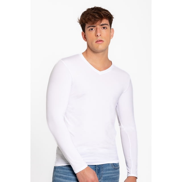 Camiseta Cuello V Manga Larga Microfibra (4137) blanco S Diane & Geordi Colombia 4137