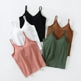 thumbnail image 2 of Spdoo Women Ribbed Tank Top V-Neck Shelf Bra Cami Sleeveless Undershirt Spaghetti Strap Padded Camisole Vest Tops L, 2 of 5