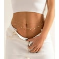 thumbnail image 2 of 2PCS 25-43Inch 18K Gold Plated Waist Chain Minimalist Pearl Belly Body Chain Gold Layered Sexy Bikini Body Chains Waist Jewelry for Women, 2 of 7