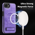thumbnail image 3 of Allytechgroup Luxury Case for iPhone 16e with Hidden Kickstand, [Compatible with MagSafe], Premium PU Leather + Soft TPU Inner Shockproof Anti-Fall Protective Slim Fashion Case, Purple, 3 of 8