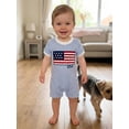 thumbnail image 4 of BemeyourBBs Newborn Baby Boy Girl 4th of July Outfit Summer Clothes Infant Baby Patriot Independent Day Clothes Waffled Stripes Romper Short Sleeve American Flag Embroidery Jumpsuit Bodysuit Playsuit, 4 of 9