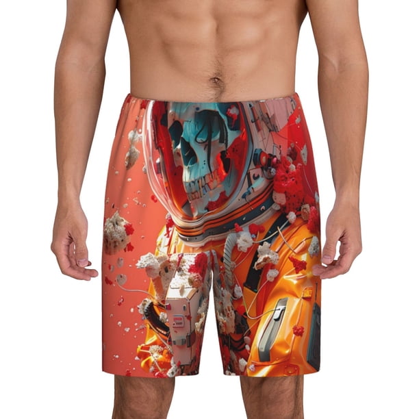 Fotbe Space Skeleton Art Pantalones Cortos de Pijama para Hombre, Ropa de Dormir, Pantalones de Pijama Cortos para Hombre-X-Large