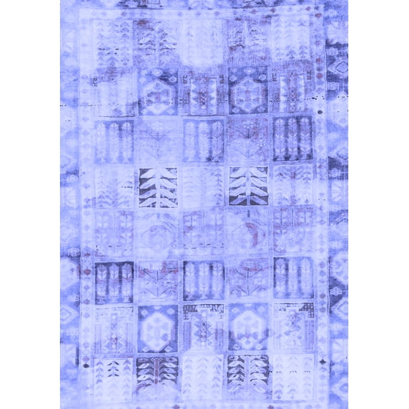 Ahgly Company Machine Washable Indoor Rectangle Abstract Blue Modern Area Rugs, 5' x 7'