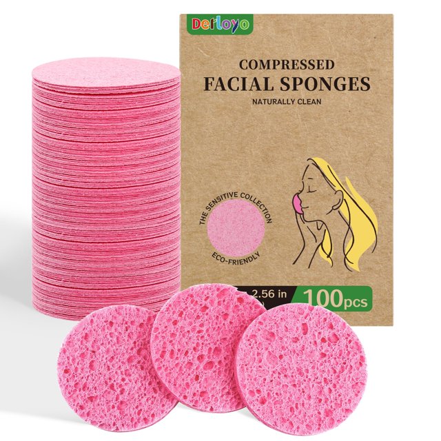 Esponjas faciales derloyo de celulosa comprimida, 100 unidades