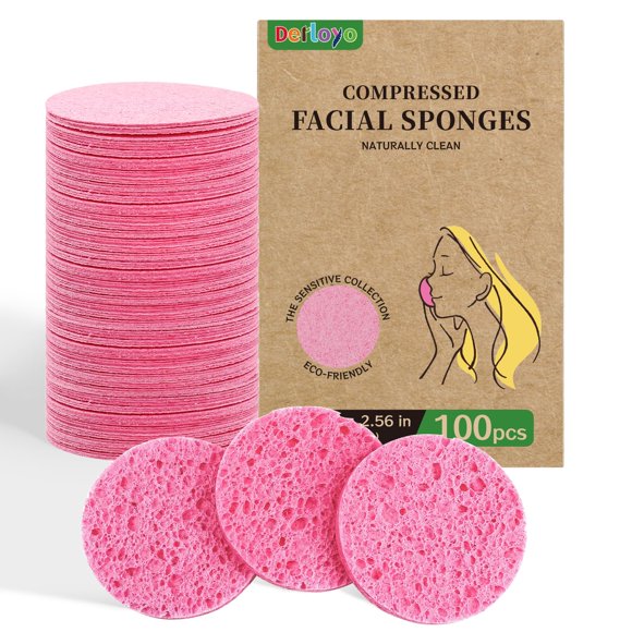Esponjas faciales derloyo de celulosa comprimida, 100 unidades