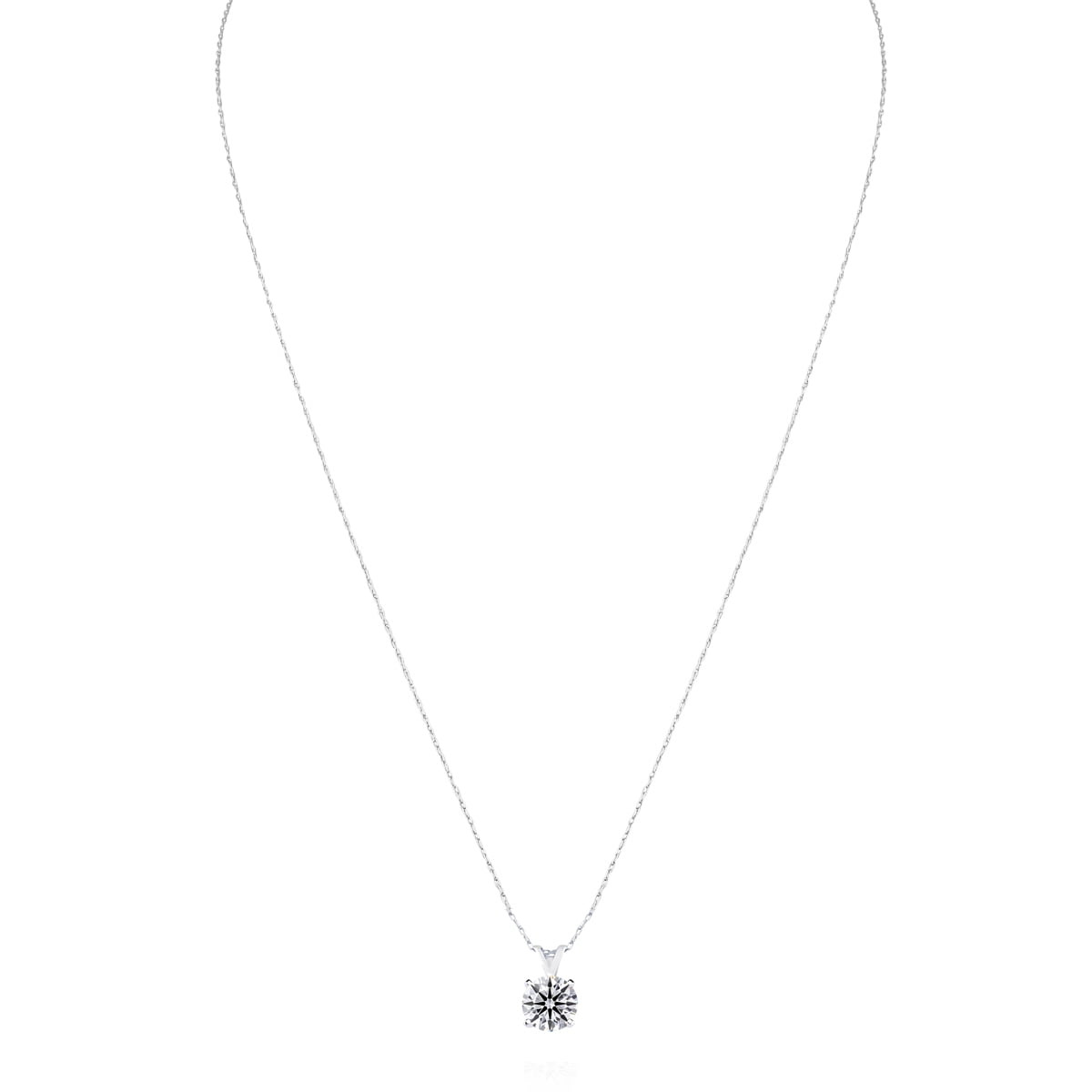 SuperJeweler 1 Carat Lab Grown Diamond Pendant Necklace in 14K White Gold for Women