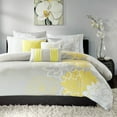 thumbnail image 2 of Madison Park 7-Piece Modern Floral Comforter Set with Decorative Pillows, Luxury Soft Bedding, King, Taupe Grey/Yellow, 2 of 6