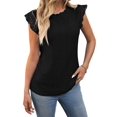 thumbnail image 3 of Women'S Tops Casual Crewneck Cap Sleeve Shirts Crochet Knit Texture Tank Top Blouses, 3 of 9
