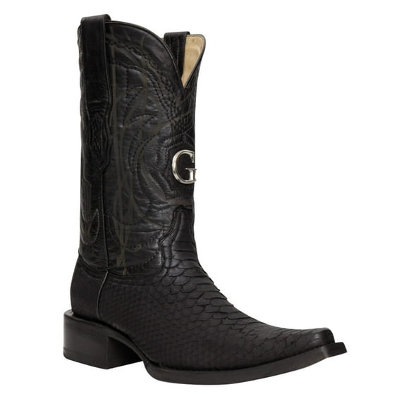 El General Men's Exotic Python Leather Cowboy Boots - Black 45087