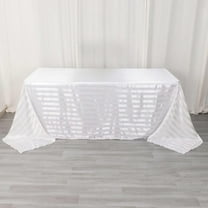Efavormart 90"x132" White Satin Stripe Seamless Rectangular Tablecloth