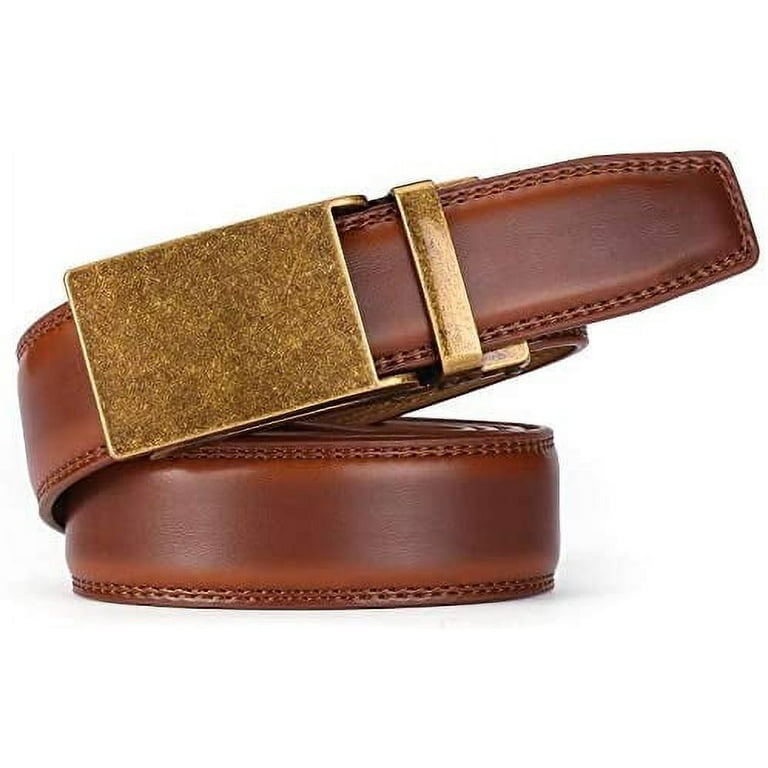 High Quality Casual Brown Genuine Leather Mens Belts Gold Black Automatic  Buckles Ratchet Dress Jeans Pants Waist Straps Formal