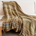 thumbnail image 5 of Bohemian Knit Sofa Blanket Cover - Decorative Acrylic Throw Blanket for Office Nap Air Conditioner Sofa Bed Cover 70.87x50in(Khaki), 5 of 6