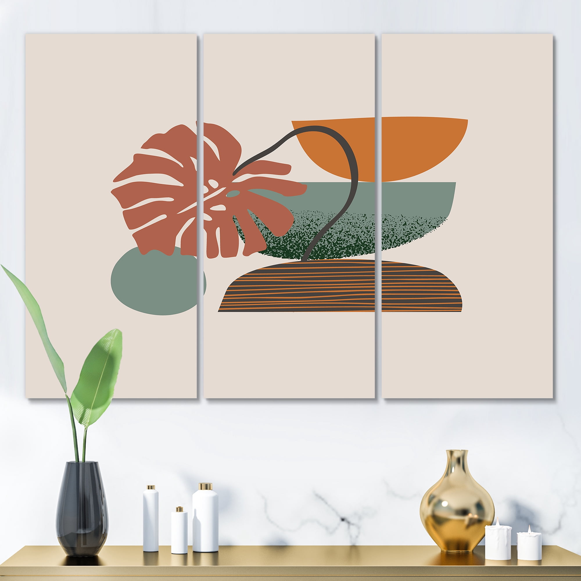 Designart ' Abstract Colorful Geometric Art Collage III ' Modern Canvas Wall Art Print