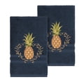 thumbnail image 2 of Authentic Hotel and Spa Turkish Cotton Pineapple Embroidered Midnight Blue 2-piece Towel Hand Set, 2 of 3