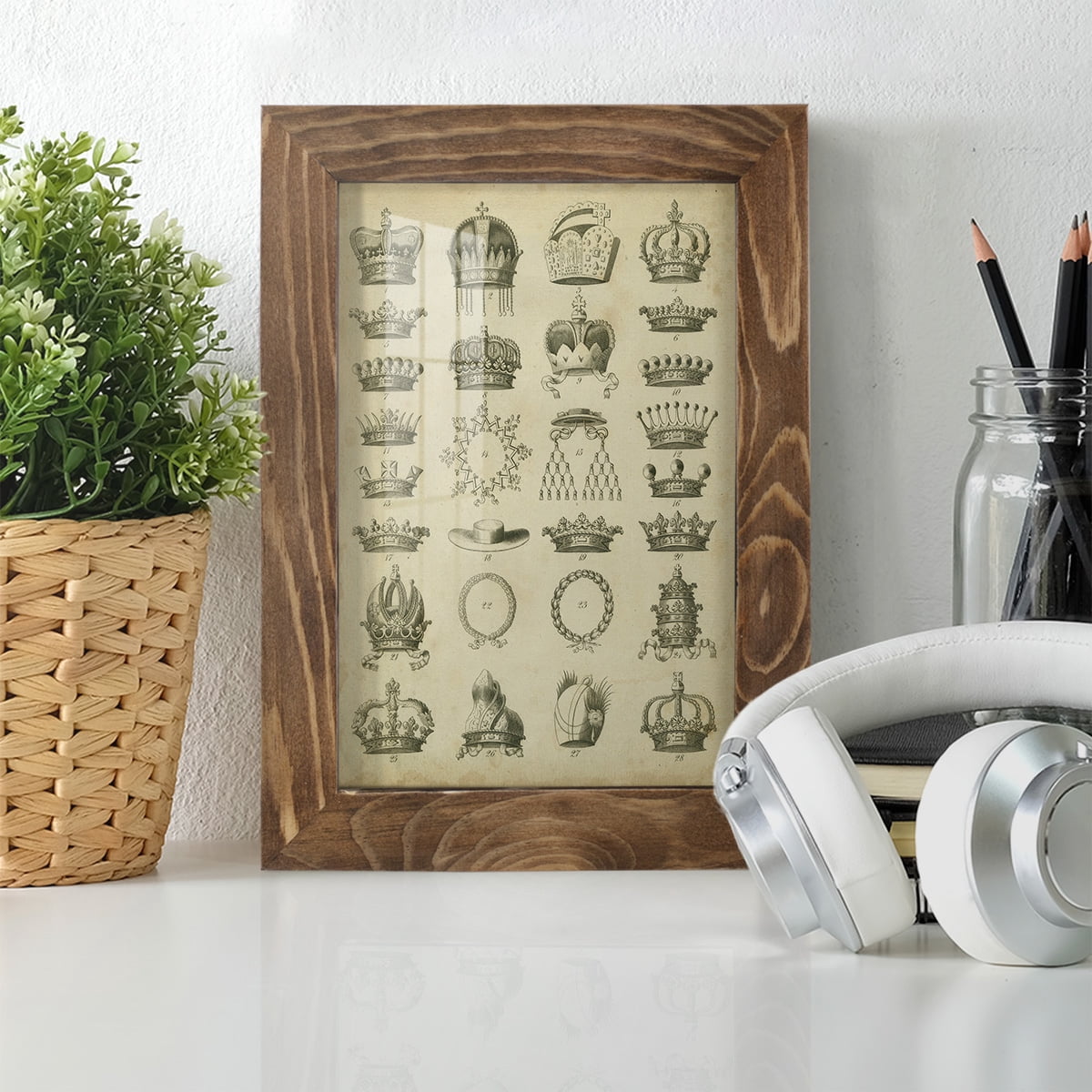 Heraldic Crowns & Coronets III -Framed Print w/glass-Walnut