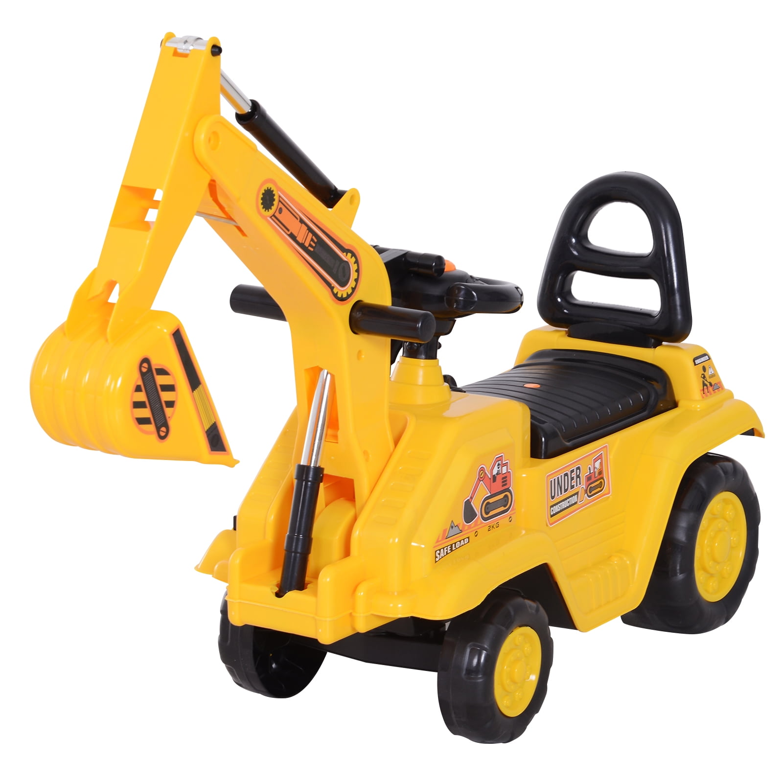 Details about   Kids Ride On Excavator Digger Tractor Truck Toy Scooter Pulling Cart w/ Helmet 
