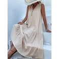 thumbnail image 6 of Women'S Casual Dress Sleeveless V Neck Button Beach Sundress Tiered Ruffle Flows Skirt Midi Dresses  XL, 6 of 8