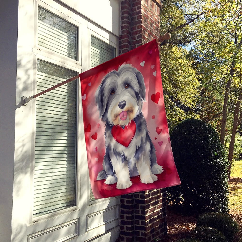 Bearded Collie My Valentine House Flag 28 in x 40 in