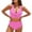 Pink, variant on Duoif Women's Textured Bikini Sets Front Top Swimsuits High Waisted Bathing Suits Womens Swimsuits Tummy Control Swimsuits for Women White S