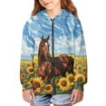 thumbnail image 4 of chaqlin Girls Horse Hoodies Size 14-16 Zip Up Hooded Coat Sunflower Long Sleeve Hoodie Sweatshirts Kids School Jacket Casual Outerwear with Pocket, 4 of 7