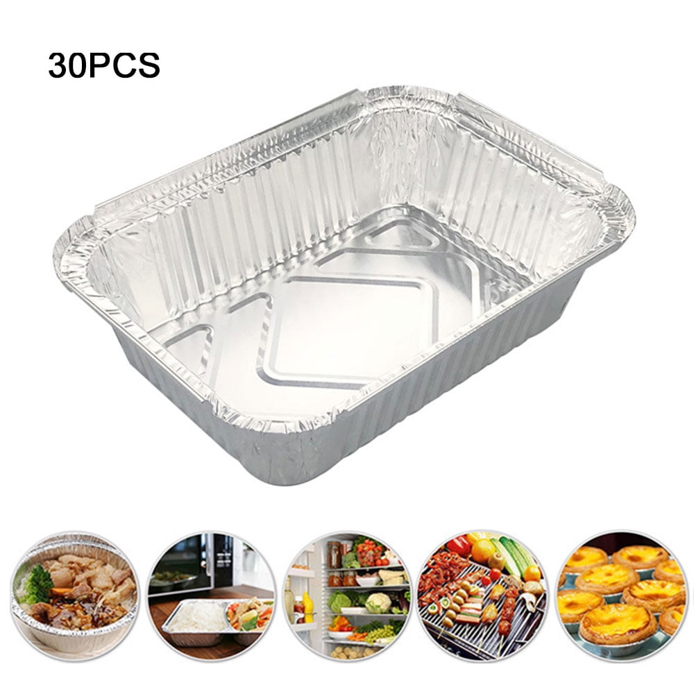 30 Pcs BBQ Aluminum Foil Grease Drip Pans Disposable Grill Catch Tray