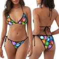 thumbnail image 3 of Fuzoiu Colorful Easter Eggs1 Print Women Triangle Bikini Sets,Halter Two Piece Sexy Swimsuit,String Tie Side Bathing Suit, 3 of 6