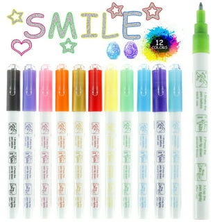 EQWLJWE Super Squiggles Outline Metallic Markers Pens, Double Line Paint  Markers Pens, for Christmas Greeting Cards, Scrapbook Crafts, Metal,  Ceramic