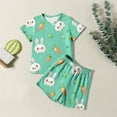 thumbnail image 2 of Easter Baby Girl Outfit Size 2-12 Short Sleeves Funny Bunny Suit Easter Egg Shirt Pajamas Soft and Comfortable Tops Shorts 2 PC Sets Children Clothing Z02-Green 3-4 Years, 2 of 4