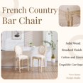 thumbnail image 2 of French Country 43.31 Inch Height Bar Stools Set of 2 Solid Wood Frame with Linen Cotton Upholstery Disassemblable Design for Kitchen Dining Room Bar Beige, 2 of 9