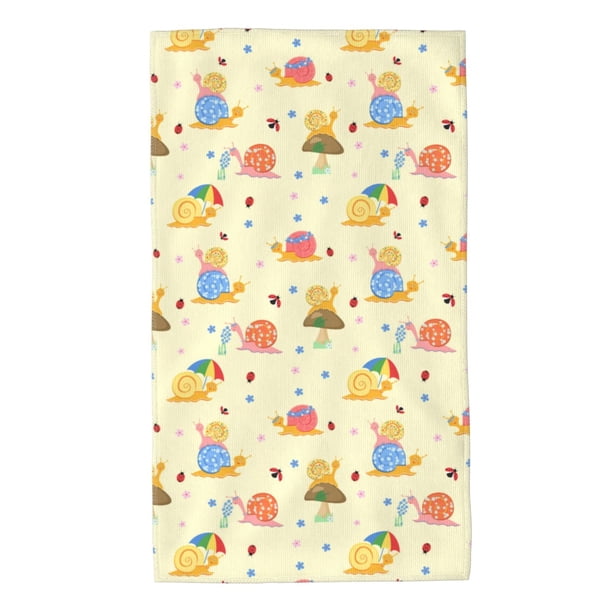 Balery Colorful Cartoon Snail Toalla de Microfibra Premium con Estampado – 27.5x16 pulgadas, Alta Absorción, Suave y Aterciopelada, Secado Rápido